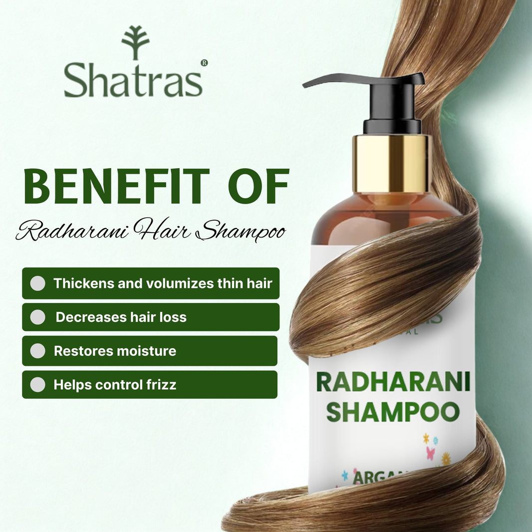 Shatras Radharani Herbal Shampoo – Argan Oil Enriched Care for Hair Strength & Scalp Health