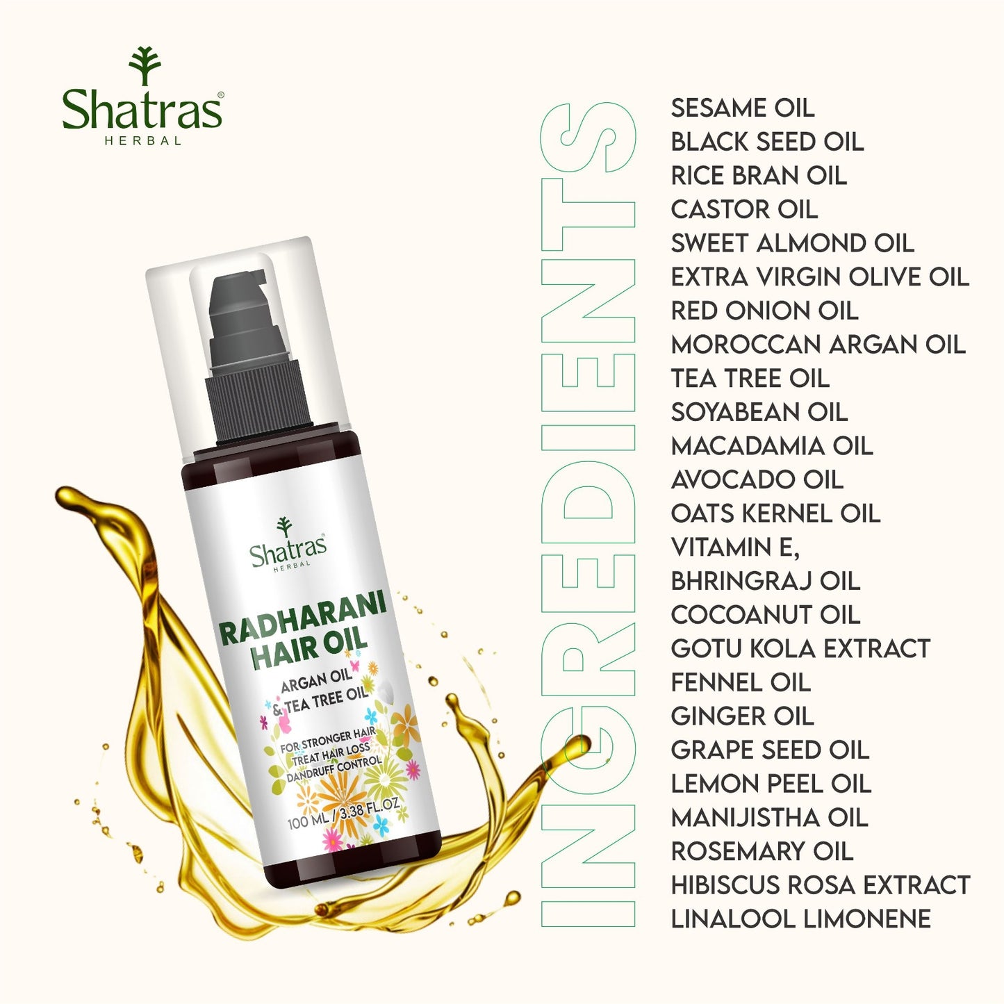 Shatras Herbal Radharani Argan Oil & Tea Tree Oil(100ML)