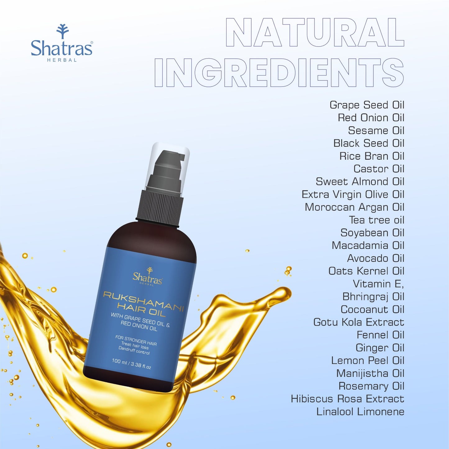 Shatras Herbal Rukshamani Grape Seed & Red Onion Hair Oil (100ML)